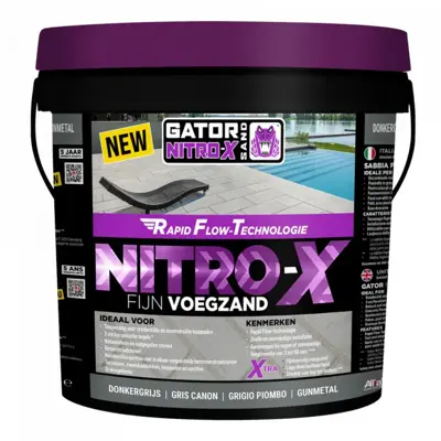 Gator nitro x fijn donkergrijs voegmortel 12,5 kg emmer - afbeelding 1