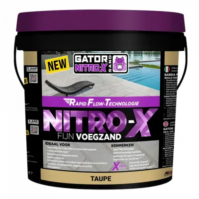 Gator nitro x fijn taupe voegmortel 12,5 kg emmer - afbeelding 1