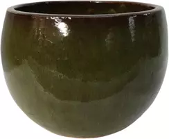 Geglazuurde bloempot egg 32x23 cm jade zwart - afbeelding 1