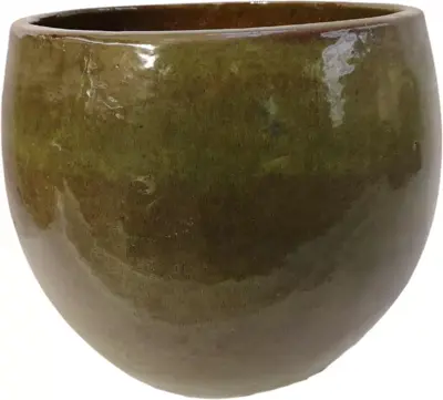 Geglazuurde bloempot egg 43x35 cm jade zwart - afbeelding 1