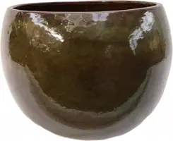 Geglazuurde bloempot egg 56x42 cm jade zwart - afbeelding 1