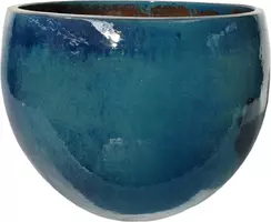 Geglazuurde bloempot egg 70x52 cm blauw - afbeelding 1