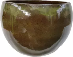 Geglazuurde bloempot egg 70x52 cm jade zwart - afbeelding 1