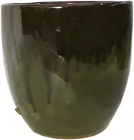 Geglazuurde bloempot hoog 20x18 cm jade zwart - afbeelding 1