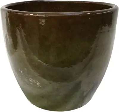 Geglazuurde bloempot hoog 40x34 cm jade zwart - afbeelding 1