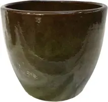 Geglazuurde bloempot hoog 40x34 cm jade zwart - afbeelding 1