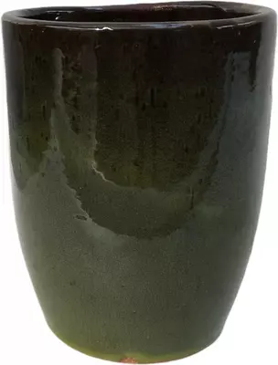 Geglazuurde bloempot konisch 20x26 cm jade zwart - afbeelding 1