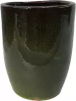 Geglazuurde bloempot konisch 20x26 cm jade zwart kopen?