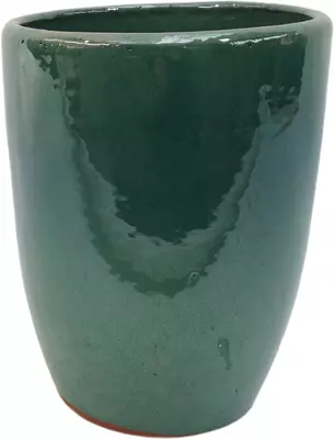 Geglazuurde bloempot konisch 20x26 cm kopergroen - afbeelding 1