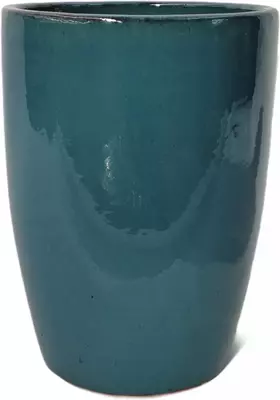 Geglazuurde bloempot konisch 28x37 cm blauw - afbeelding 1