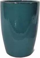 Geglazuurde bloempot konisch 28x37 cm blauw - afbeelding 1