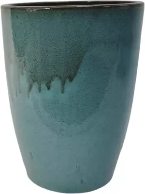 Geglazuurde bloempot konisch 28x37 cm bosblauw - afbeelding 1