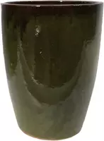 Geglazuurde bloempot konisch 28x37 cm jade zwart kopen?
