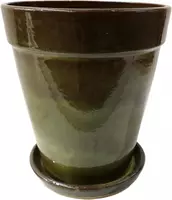 Geglazuurde bloempot konisch 30x33 cm jade zwart - afbeelding 1