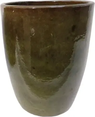 Geglazuurde bloempot konisch 38x50 cm jade zwart - afbeelding 1