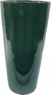Geglazuurde bloempot konisch 40x80 cm kopergroen - afbeelding 1