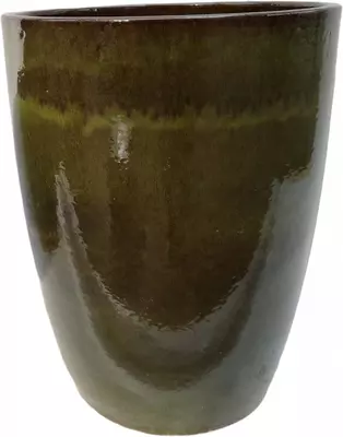 Geglazuurde bloempot konisch 48x60 cm jade zwart - afbeelding 1