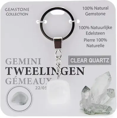 Gemstone - Sleutelhanger - Sterrenbeeld - Tweelingen - Bergkristal