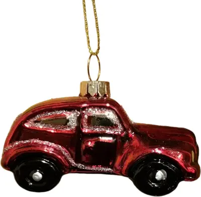 Glazen kerst ornament auto 5cm rood
