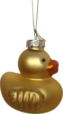 Glazen kerst ornament badeend 7.5cm geel