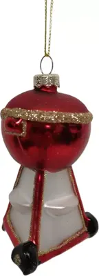 Glazen kerst ornament barbecue 10cm rood