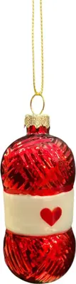 Glazen kerst ornament bolletje wol 9cm rood