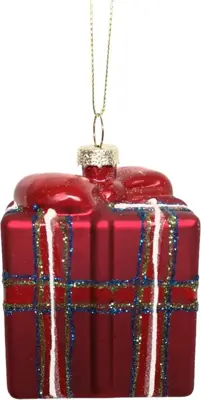 Glazen kerst ornament cadeau 8.5cm rood