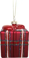 Glazen kerst ornament cadeau 8.5cm rood  kopen?