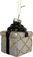 Glazen kerst ornament cadeau 9cm parel, zwart kopen?