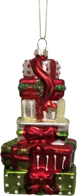 Glazen kerst ornament cadeautjes 12.5cm multi 