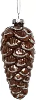 Glazen kerst ornament dennenappel 13.5cm bruin