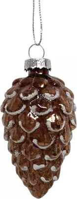 Glazen kerst ornament dennenappel 8cm bruin 