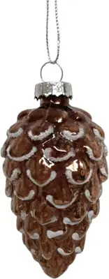 Glazen kerst ornament dennenappel 8cm bruin