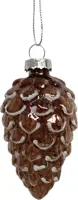 Glazen kerst ornament dennenappel 8cm bruin