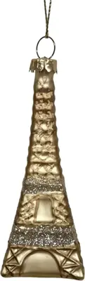 Glazen kerst ornament eiffeltoren 10.5cm goud