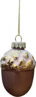 Glazen kerst ornament eikel 8cm goud, bruin kopen?
