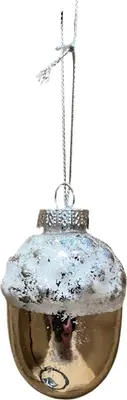 Glazen kerst ornament eikel 8cm zilver