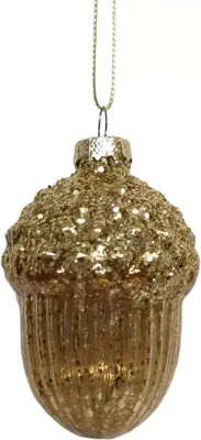 Glazen kerst ornament eikel 9cm goud