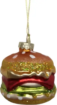 Glazen kerst ornament hamburger 7cm multi