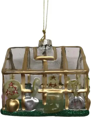 Glazen kerst ornament kas 7cm goud