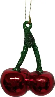 Glazen kerst ornament kersen 9.5cm rood