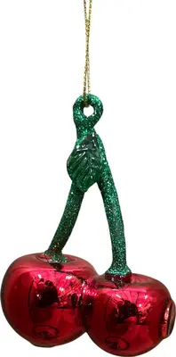 Glazen kerst ornament kersen 9.5cm rood
