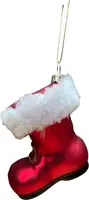 Glazen kerst ornament kerstlaars 9cm rood, wit kopen?