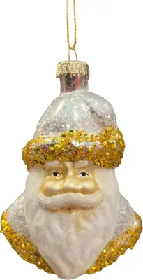 Glazen kerst ornament kerstman 11.5cm wit, goud