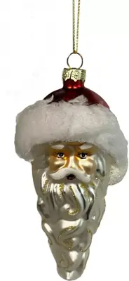 Glazen kerst ornament kerstman hoofd 12cm multi