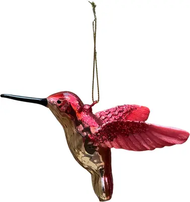 Glazen kerst ornament kolibrie 9.5cm rood