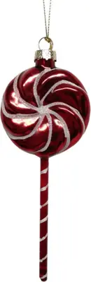 Glazen kerst ornament lolly 16.5cm rood