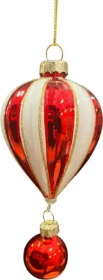 Glazen kerst ornament luchtballon 14cm rood