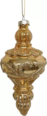 Glazen kerst ornament madrigal 14cm goud 