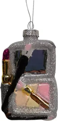 Glazen kerst ornament makeup 9.5cm roze